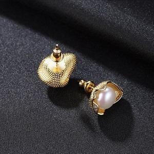 Cercei din argint aurit cu perle naturale