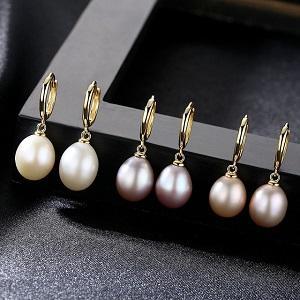 cercei argint perle naturale mov Bianca