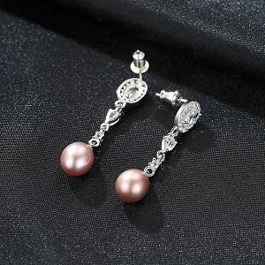 cercei argint perle naturale mov Scarlet